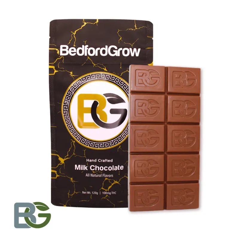Bedford Grow milk chocolate bar and packaging