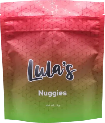 Lula’s Nuggies in its pink and green packaging